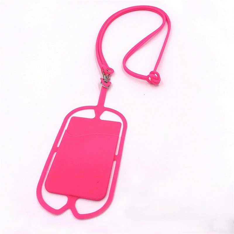 Custom Universal Silicone Neck Strap Phone Card Holder with Lanyard