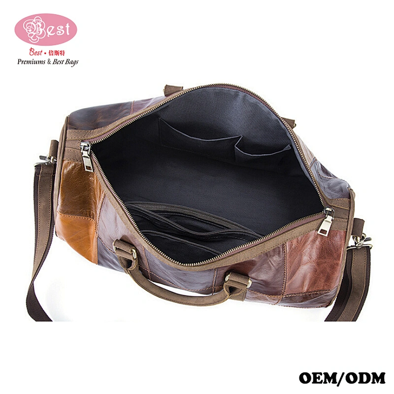 High-capacity Shoulder Bag Portable Leather Splicing Short Baggage Travel Tote Bag