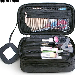 Korean travel cosmetic pouch mirror makeup organizer zipper cosmetic bag with mirror