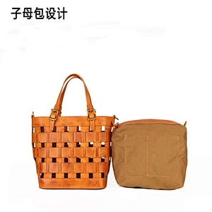 2019 Vintage casual head layer cowhide single-shoulder cross-body woven bag for shopping or daily use