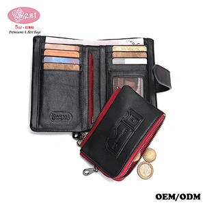 Wholesale Custom Genuine Cowhide Leather Wallet RFID Blocking Zipper Wallet for Man
