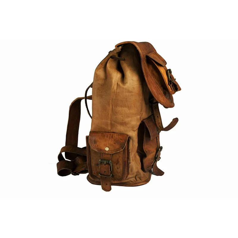 Bag Leather Backpack Men Laptop Satchel Travel Vintage Shoulder Rucksack School
