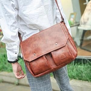 Small vintage pu messenger cell phone crossbody side cross bag for college men