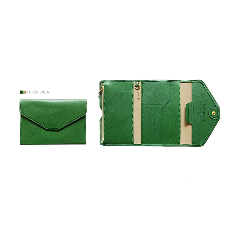 Cheap tri-fold passport holder leather business card holder phone bag