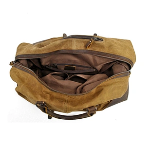Waxed Canvas&Leather Bag Military Duffle Bags Soft Overnight Travel Bags Unisex business-Out