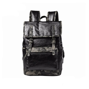 Military Men's Rucksack Travelling Backpack PU School Book Bags
