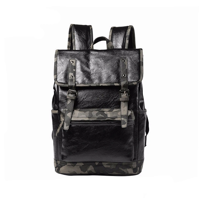 Military Men's Rucksack Travelling Backpack PU School Book Bags