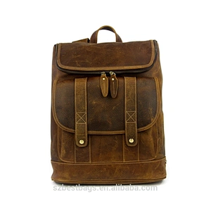 Classic Laptop Backpack Full-Grain Cowhide Leather Rucksack Travel Backpacks