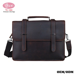 New Crazy Horse Leather Men's Shoulder Bag Business Briefcase Messenger Bag
