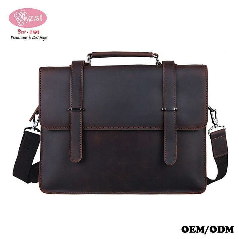 New Crazy Horse Leather Men's Shoulder Bag Business Briefcase Messenger Bag