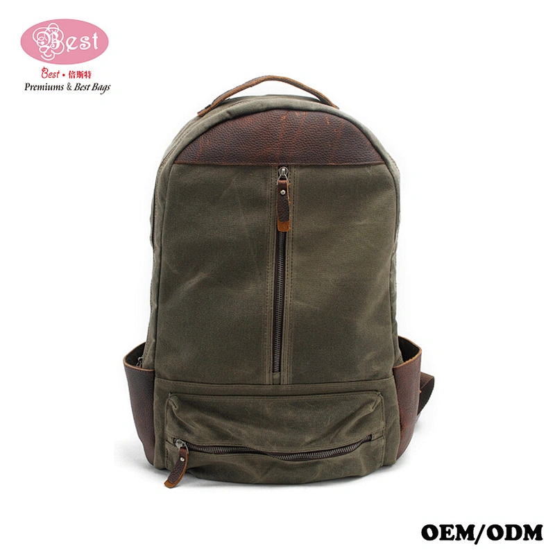 Trendy Waxed Canvas Leisure Men Shoulders Bag Traveling Backpack School Backpack
