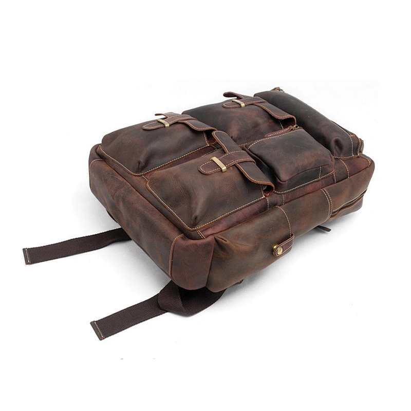 2019 Vintage Crazy Horse leather Fashion Travel Bags Men's Laptop Backpack