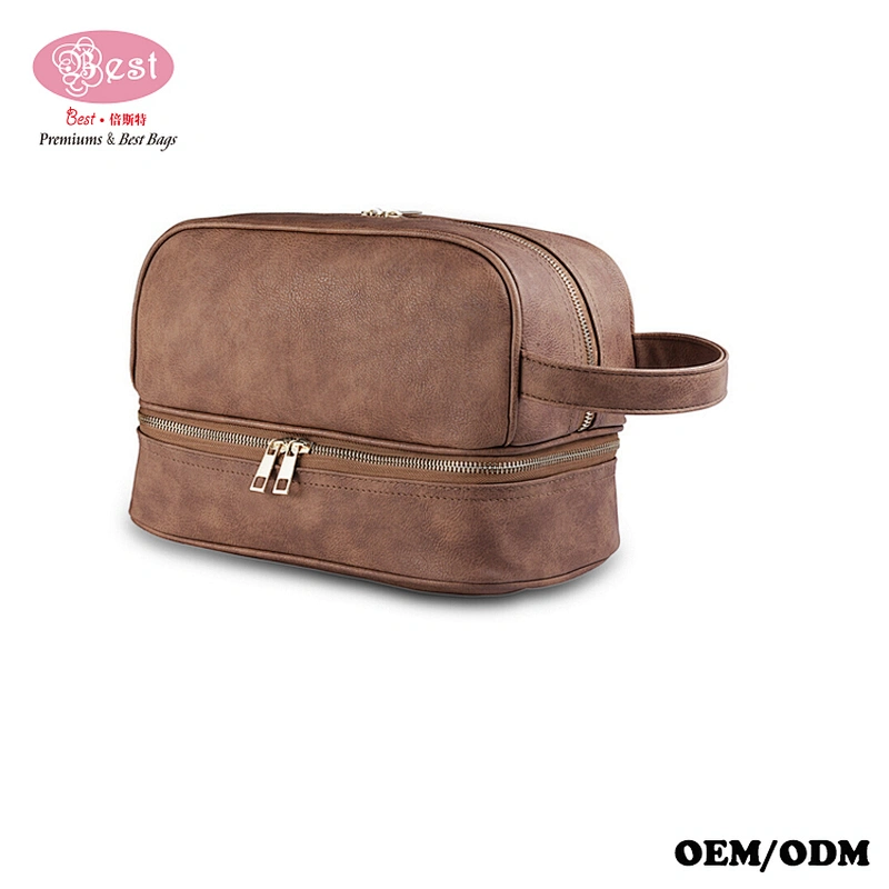 Wholesale Custom High Quality Makeup Baga PU Leather Travel Cosmetic Bag