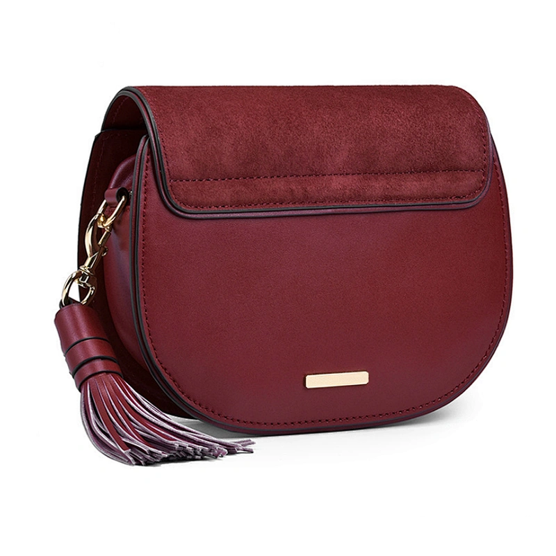 Stylish Ladies Shoulder bags Cross Body Purse Cowhide Genuine Leather Handbag with Tassel
