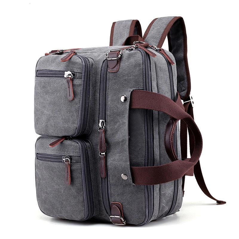 2019 17inches  men leather Laptop Backpack  rucksack Waterproof messenger travel School canvas Shoulder Bag