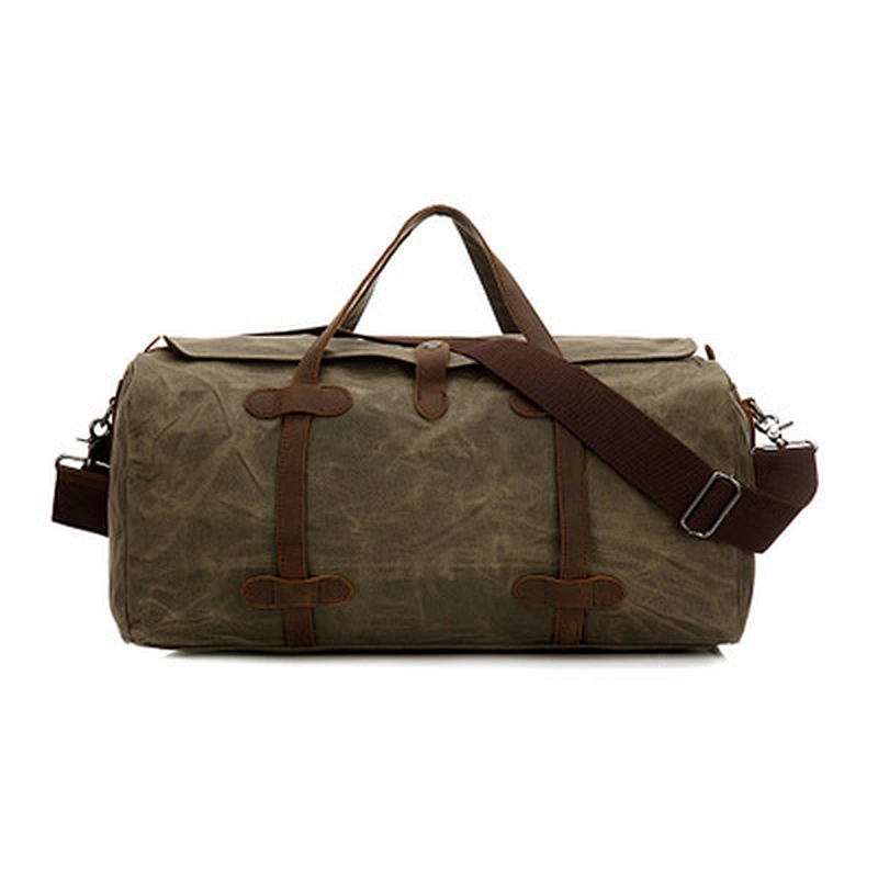Large Capacity Waterproof Duffel Bag Detachable Adjustable Shoulder Strap Vintage Waxed Canvas Travel Bag