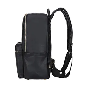 Black multifunctional pu baby diaper back pack nappy bag backpack for mom