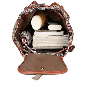 Fashionable vintage pattern canvas backpack college student backpack for school or travel