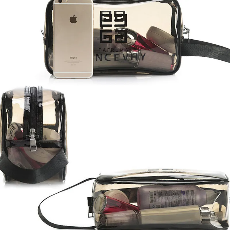 Wholesale clear PVC transparent pouch toilet cosmetic toiletry makeup bag make up purse