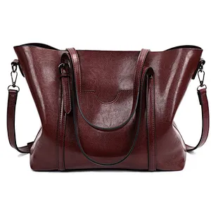 2019 good quality new fashion  plain vintage  PU handbag with large capability in stock