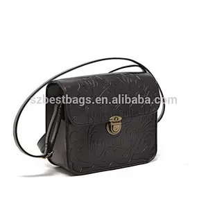 Vintage women's PU leather long shoulder bag Long strap crossbody bag