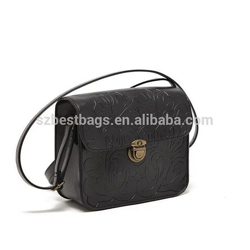 Vintage women's PU leather long shoulder bag Long strap crossbody bag