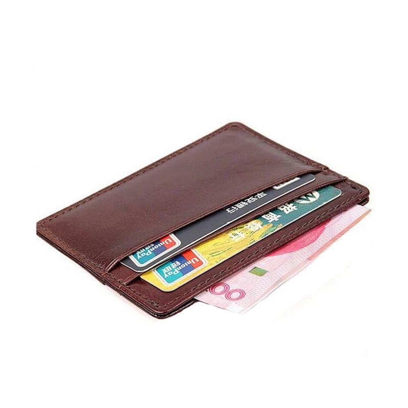 Amazon sale thin credit card holder RFID blocking Cowhide Purse wallet holder Coffee Color