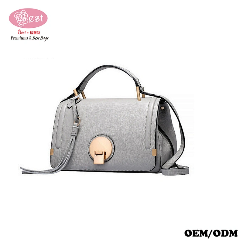 Wholesale Price Pebbled Real Leather Shoulder Bag Designer Trends Tassel Cowhide Leather Handbag with big lock