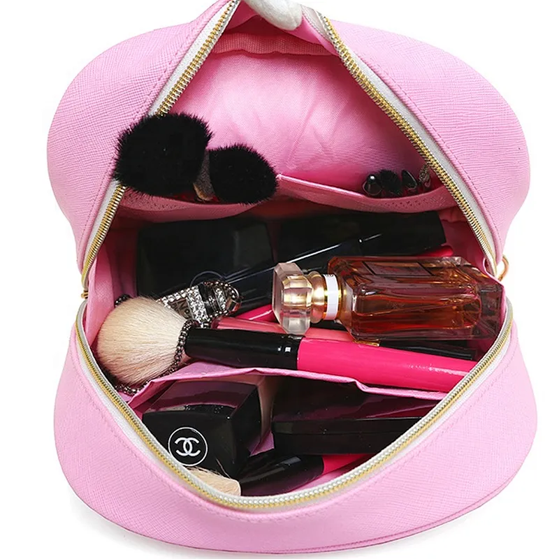 Custom trendy cheap plain white pu makeup make up purse cosmetic pouch make-up bag