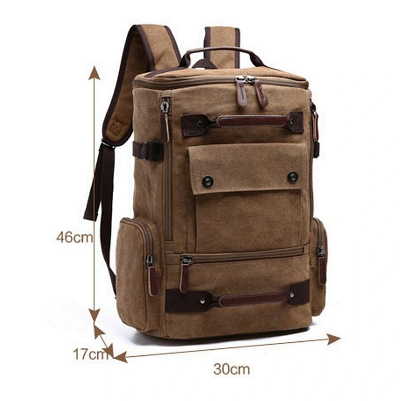 Big capacity blank canvas shoulder backpack for men travel casual rucksack