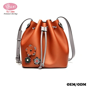 Elegant fashion customized Drawstring Bucket Bag for Women Crossbody Purse Shoulder Bag Suede Tote Handbags