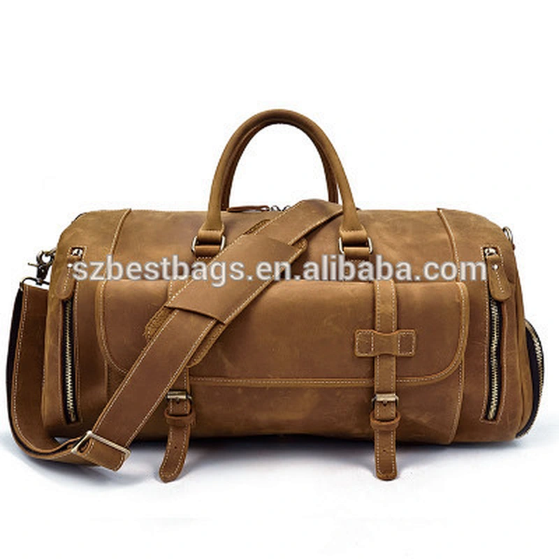 50 CM Men's Genuine Leather Handbag With One Shoulder Straddle Strap