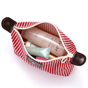 Ladies Korean Style Striped Makeup Bag Folding Waterproof Cosmetic Bag