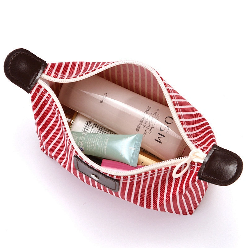 Ladies Korean Style Striped Makeup Bag Folding Waterproof Cosmetic Bag