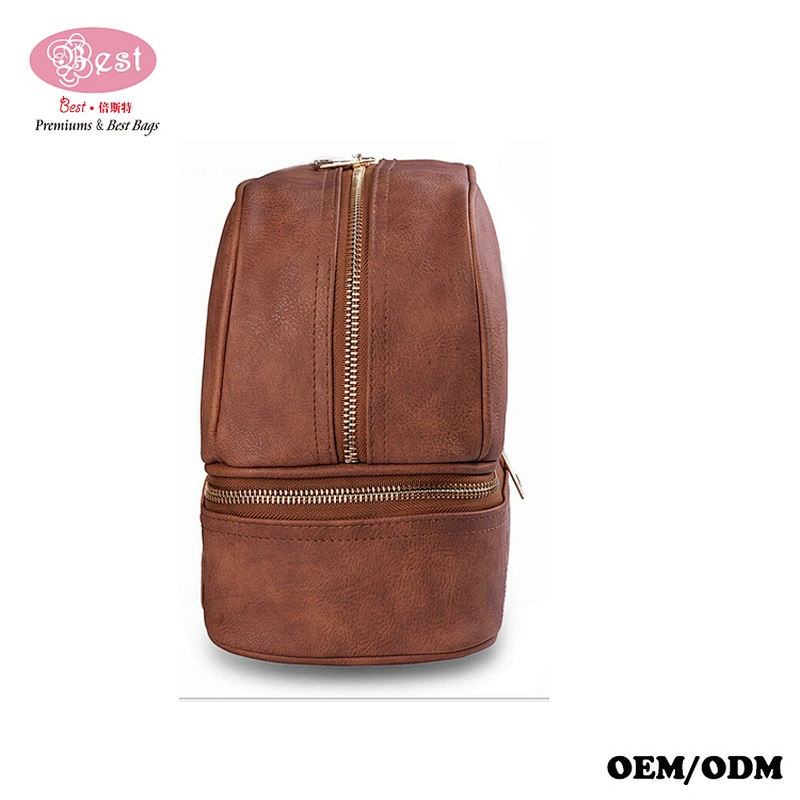 Wholesale Custom High Quality Makeup Baga PU Leather Travel Cosmetic Bag