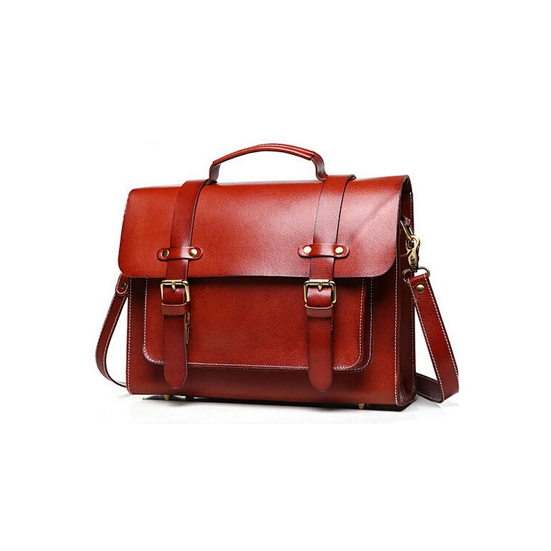 Hot Selling Handmade 100% pure Vegetable Tanned Leather College Satchel Unisex Messenger Bag