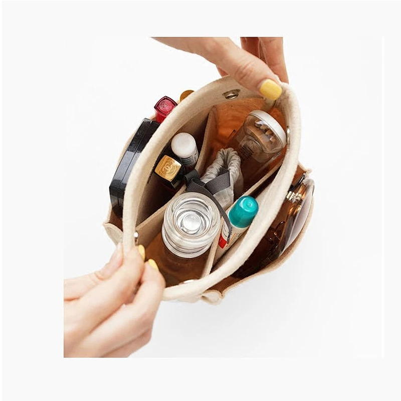 Multi Pocket Purse Insert bag organizer Women Travel Felt Cosmetic Storage Makeup bag organizer