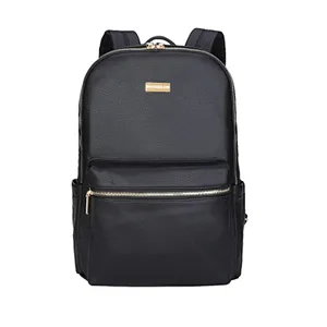 Black multifunctional pu baby diaper back pack nappy bag backpack for mom