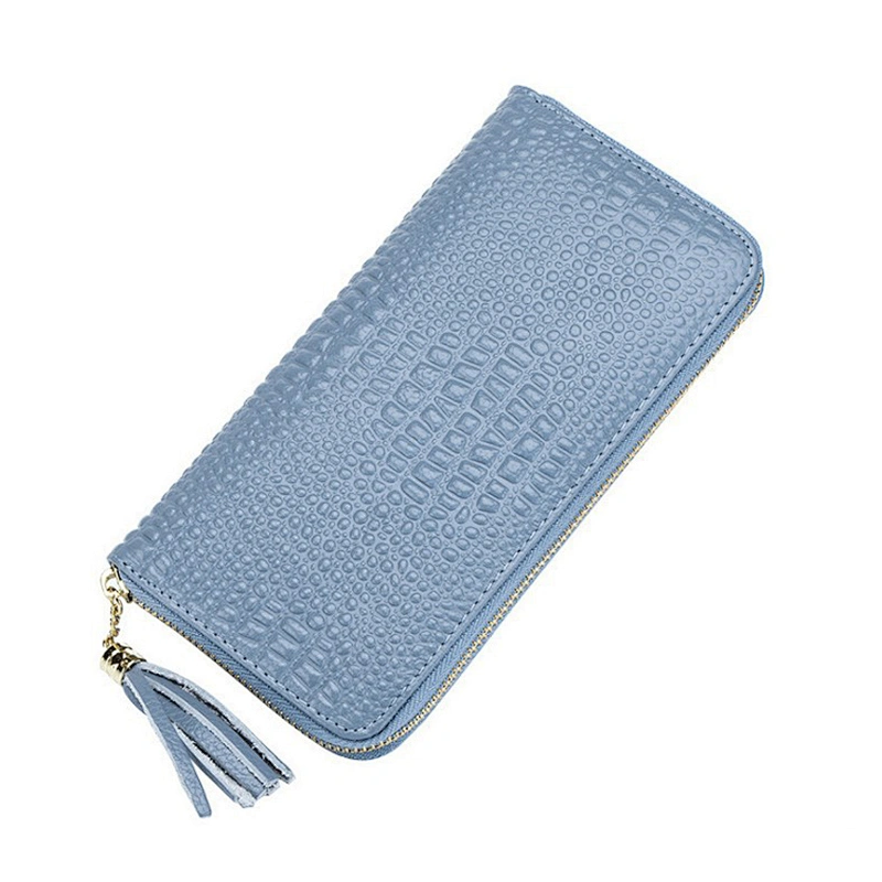 Crocodile Pattern Ladies Clutch Bag Zipper Leather Wallets Purses