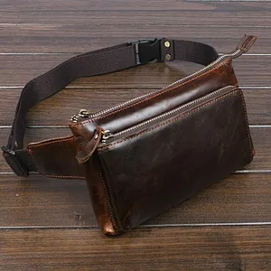 Men Waist leather fanny pack Outdoor Chest Bag