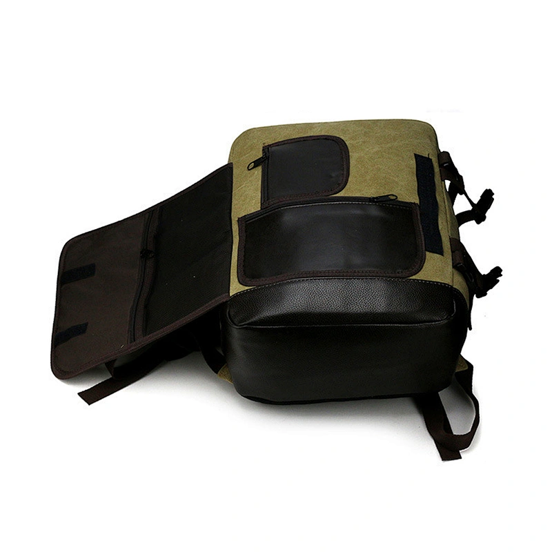Customized Unisex Retro Casual Backpack Canvas School Backpack Leather Laptop Backpack