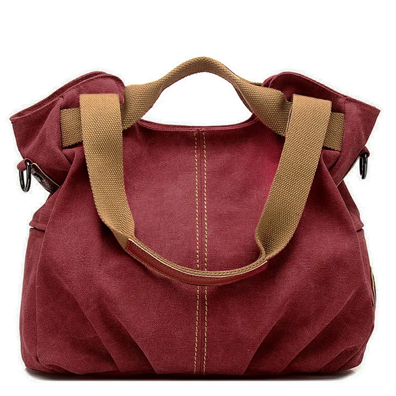 Big size cotton canvas fabric handbags shoulder tote cloth hand bags for ladies