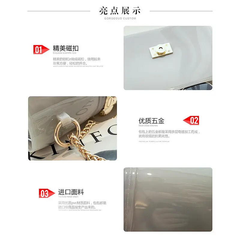 wholesales Women's  candy color square Shoulder Bag jelly bag handbags fashion PVC ;Jelly bag silicone for shopping