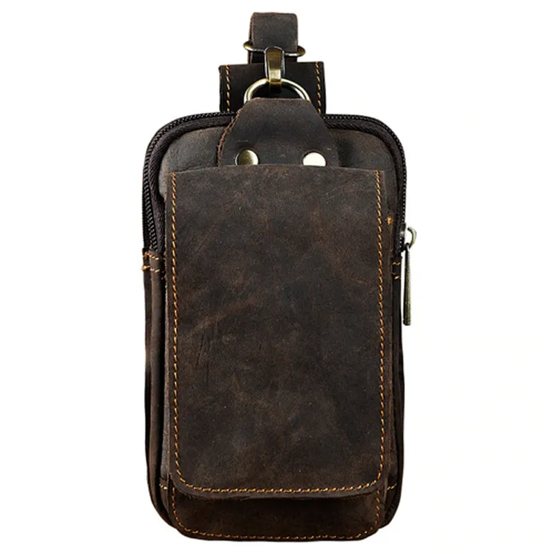 Leather Mens Thigh Drop Leg Hook Bum Bag Fanny Pack Waist Bag Belt Phone Pouch
