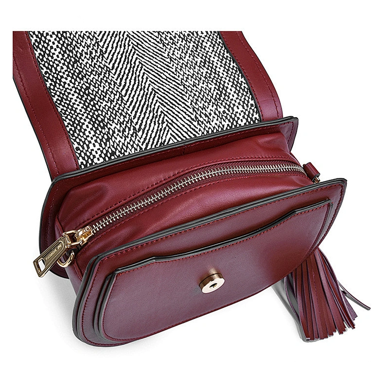 Stylish Ladies Shoulder bags Cross Body Purse Cowhide Genuine Leather Handbag with Tassel