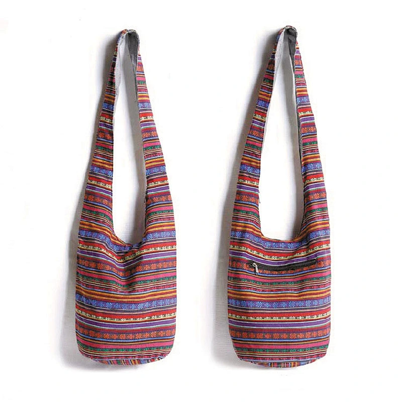 Fashion classic ramie cotton fabric printed cross shoulder bucket bag casual bag for women for shopping or travel