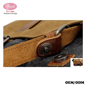 Waterproof Waxed Canvas with Genuine Leather Trimmings Laptop Bag Men Messenger Bag Satchel