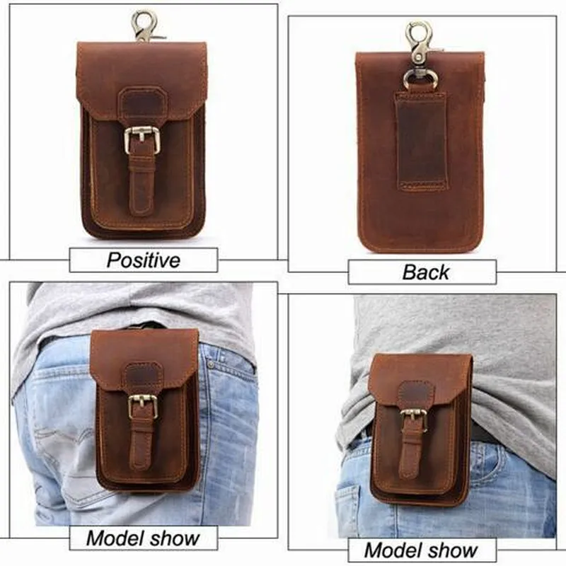 custom leather wallet Leather Wallet Multi-function Wearable Belt mobile Phone Bag