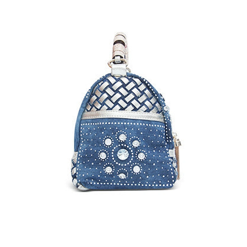 2019  diamond-encrusted blue and white porcelain vintage denim cross-shoulder makeup handbag for daily use