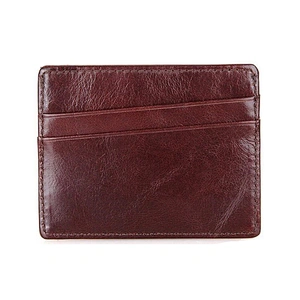 Amazon sale thin credit card holder RFID blocking Cowhide Purse wallet holder Coffee Color